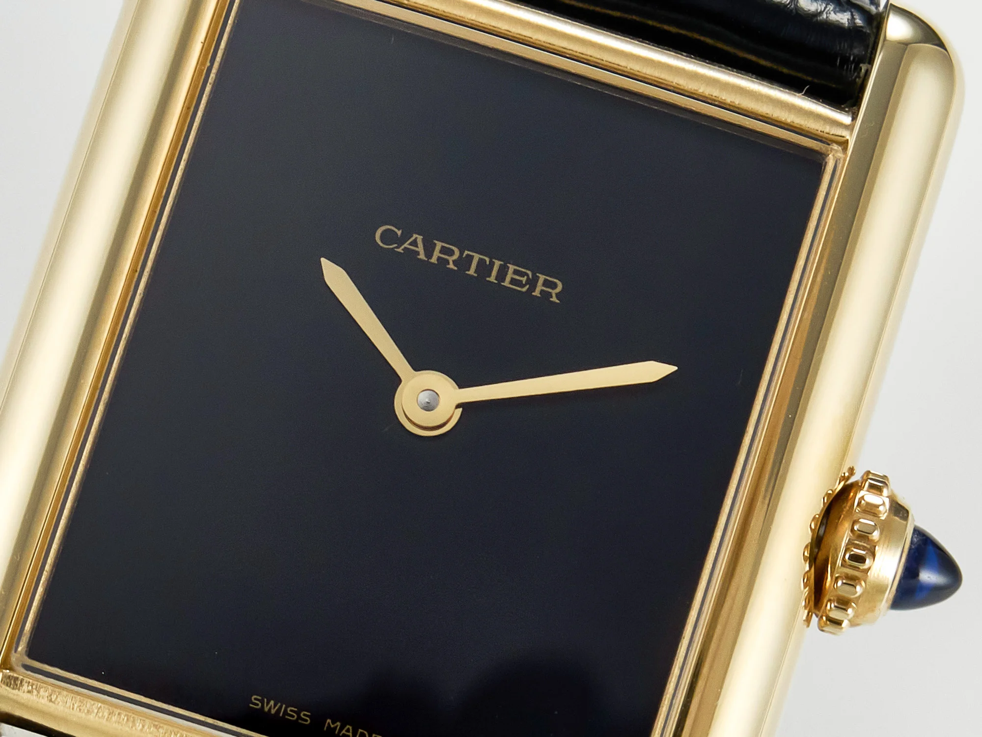 Tank Louis Cartier Large YG 33.7mm DRF 1:1 Best Edition Black Dial on Black Leather Strap Swiss Quartz