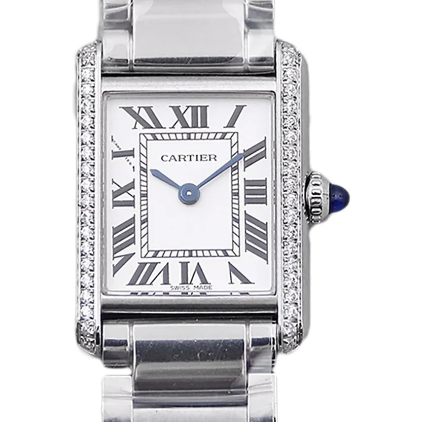 Tank Must 29.5mm White Dial with Diamond Bezel in Steel