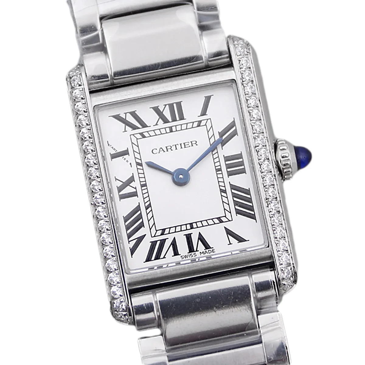 Tank Must 29.5mm White Dial with Diamond Bezel in Steel