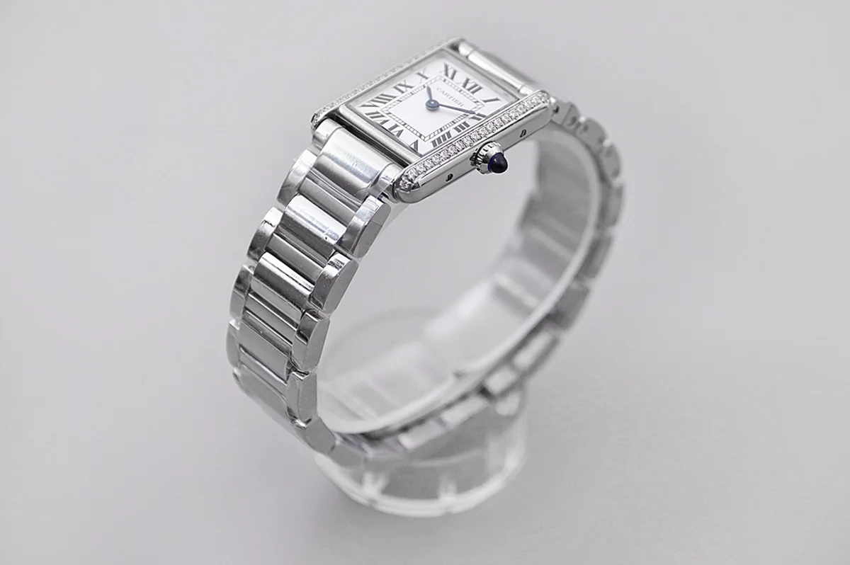 Tank Must 29.5mm White Dial with Diamond Bezel in Steel