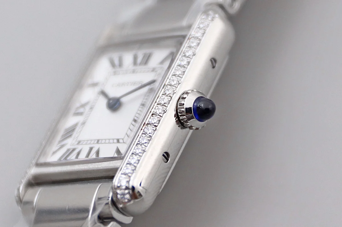 Tank Must 29.5mm White Dial with Diamond Bezel in Steel
