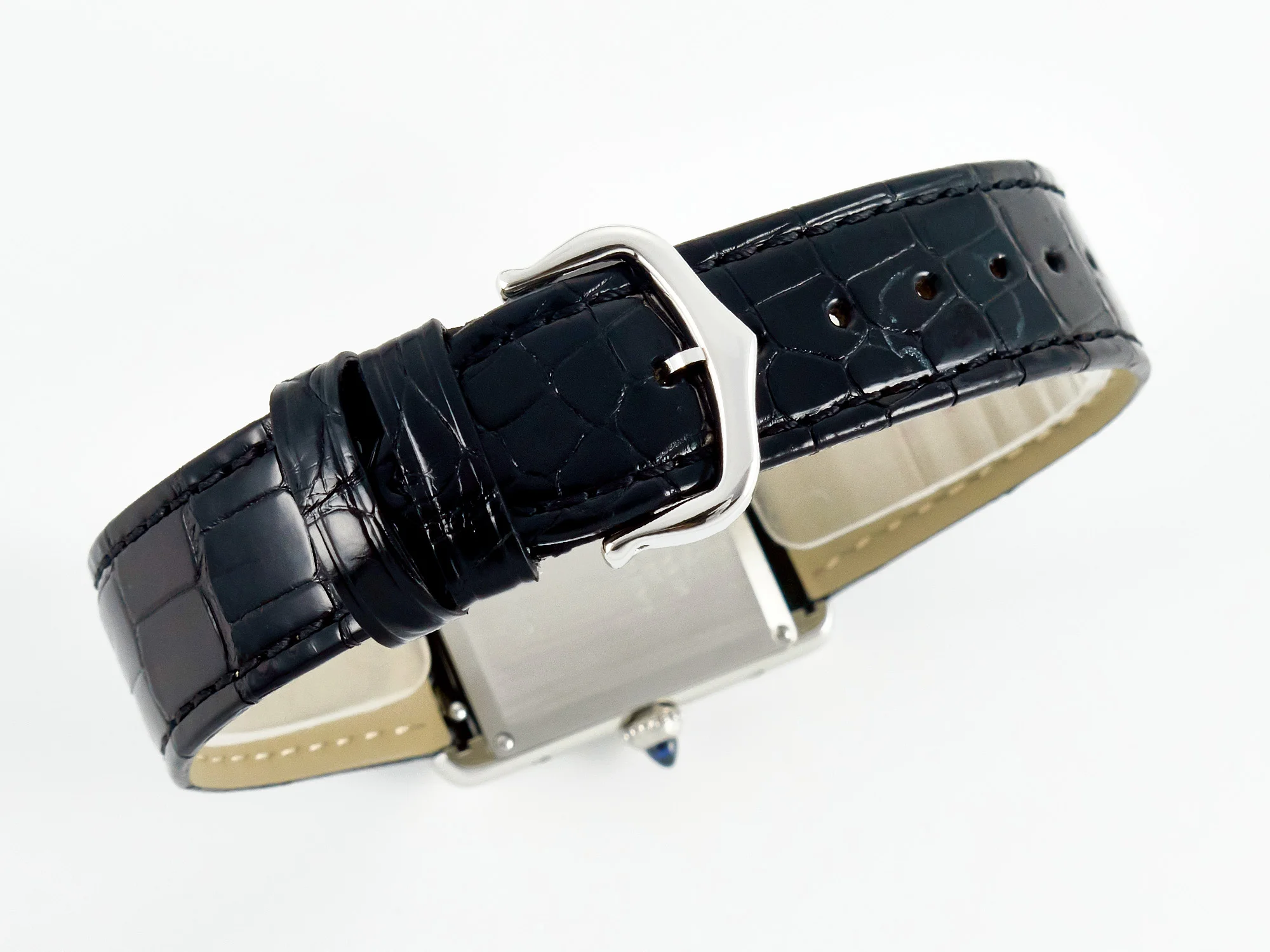 Tank Must Large SS 33.7mm DRF 1:1 Best Edition Black Dial on Black Leather Strap Swiss Quartz