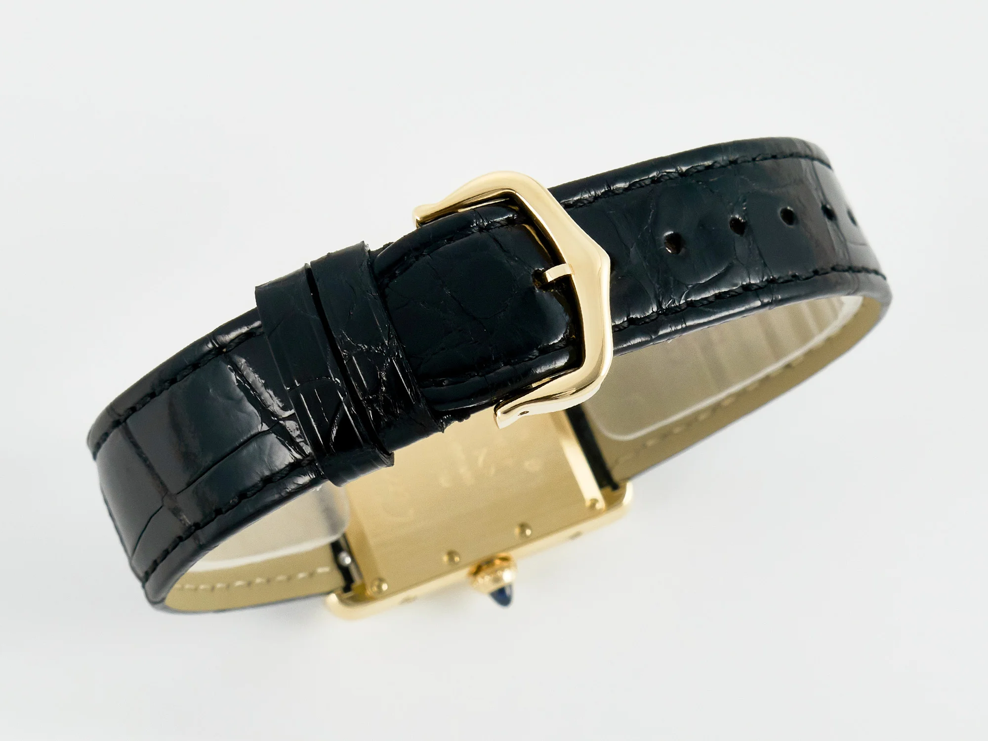 Tank Must Large YG 33.7mm DRF 1:1 Best Edition YG Dial on Black Leather Strap Swiss Quartz
