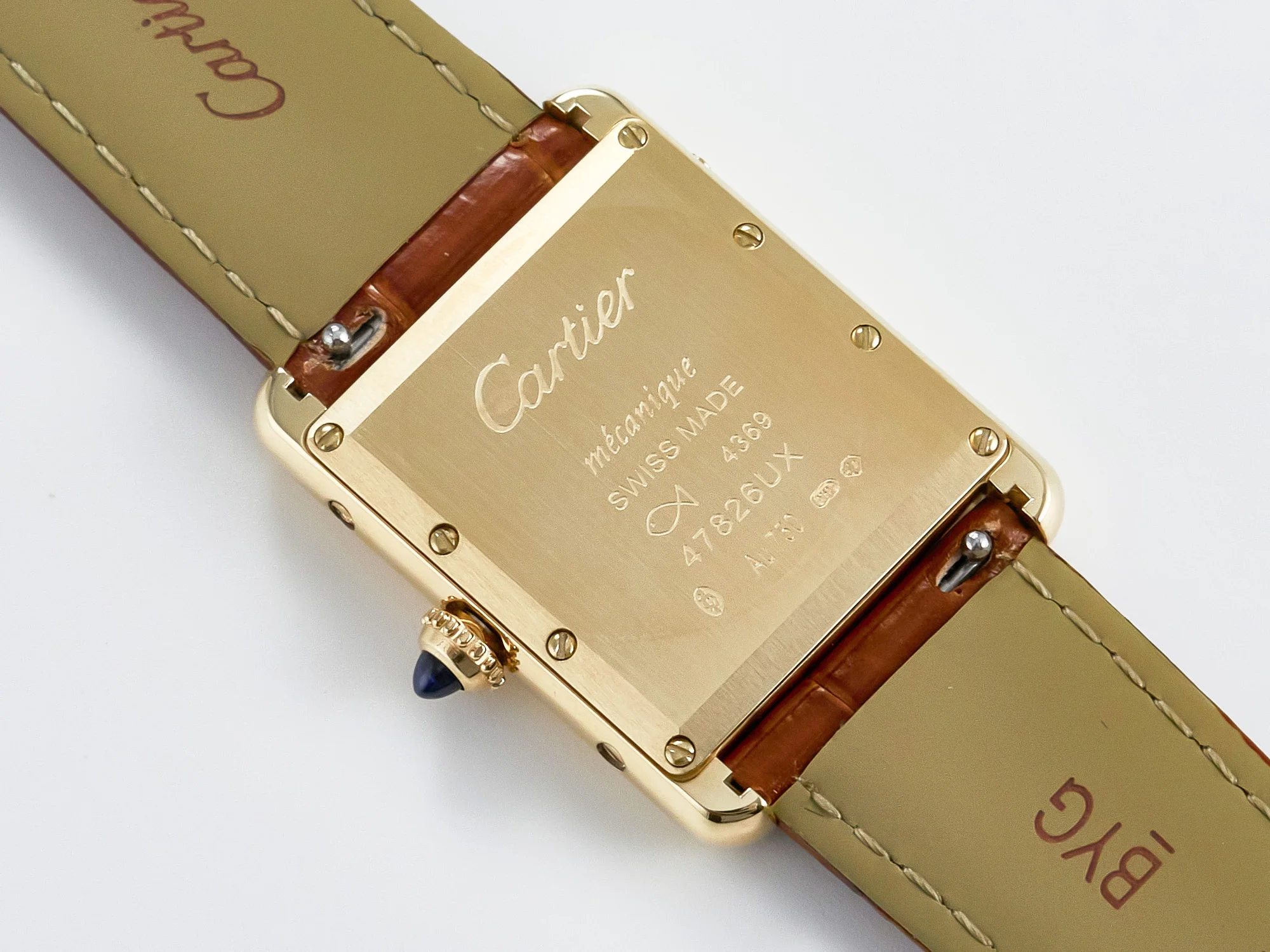 Tank Must Large YG 33.7mm DRF 1:1 Best Edition YG Dial on Brown Leather Strap Swiss Quartz
