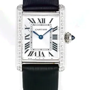 Tank Must Small SS 29mm DRF 1:1 Best Edition White Dial Diamonds Bezel on Black Calfskin Strap Swiss Quartz