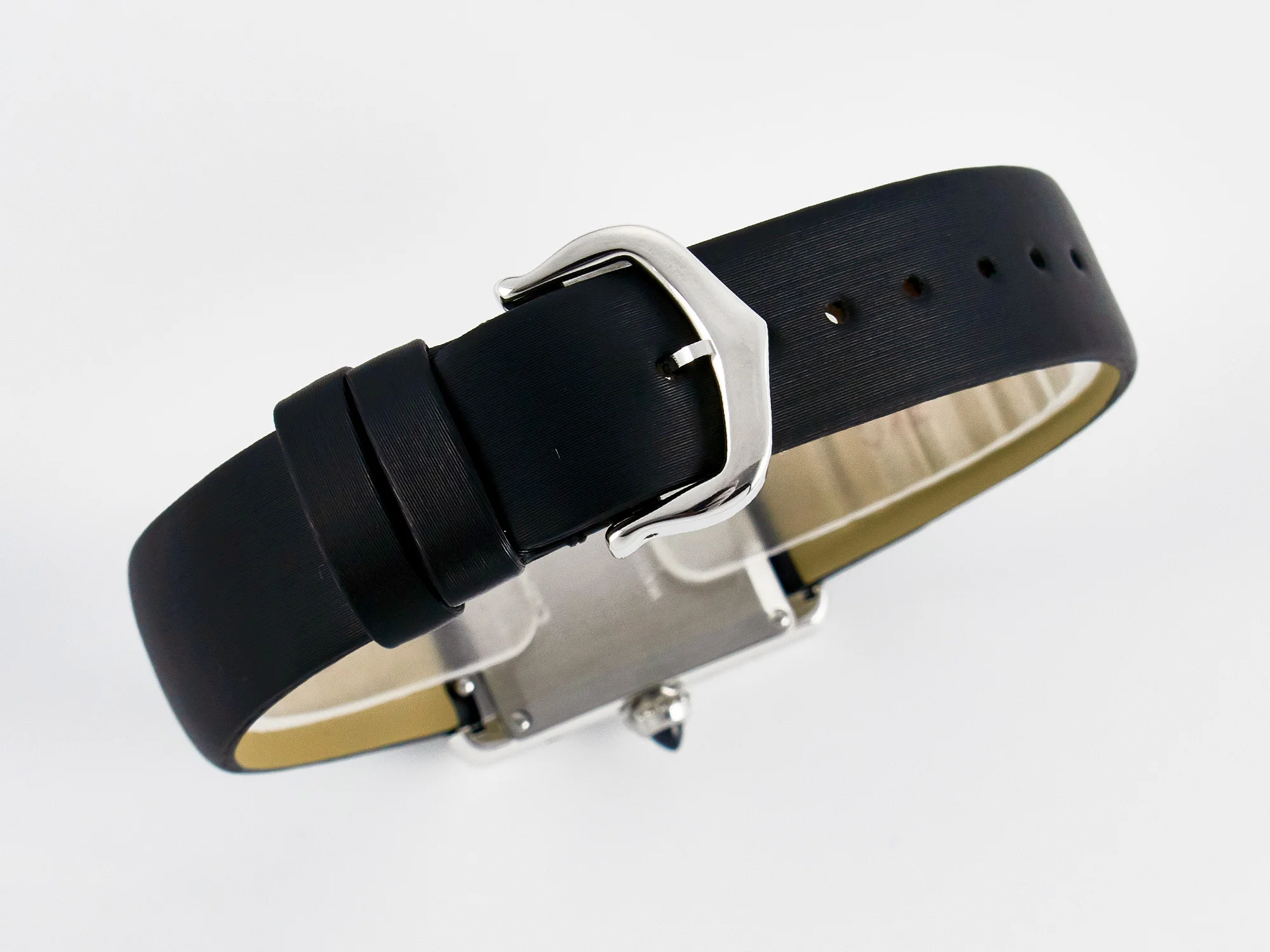 Tank Must Small SS 29mm DRF 1:1 Best Edition White Dial Diamonds Bezel on Black Calfskin Strap Swiss Quartz