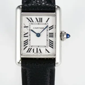 Tank Must Small SS 29mm DRF 1:1 Best Edition White Dial on Black Leather Strap Swiss Quartz