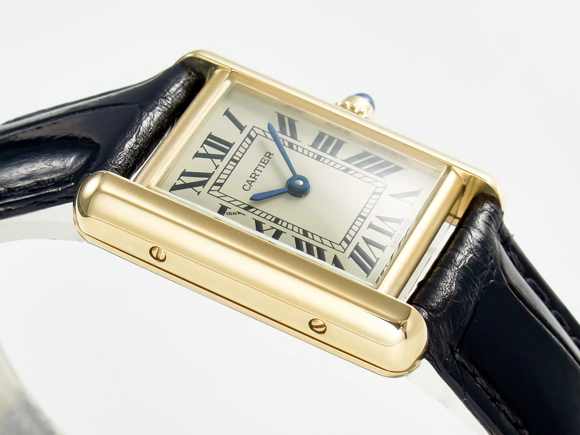 Tank Must Small YG 29mm DRF 1:1 Best Edition YG Dial on Black Leather Strap Swiss Quartz