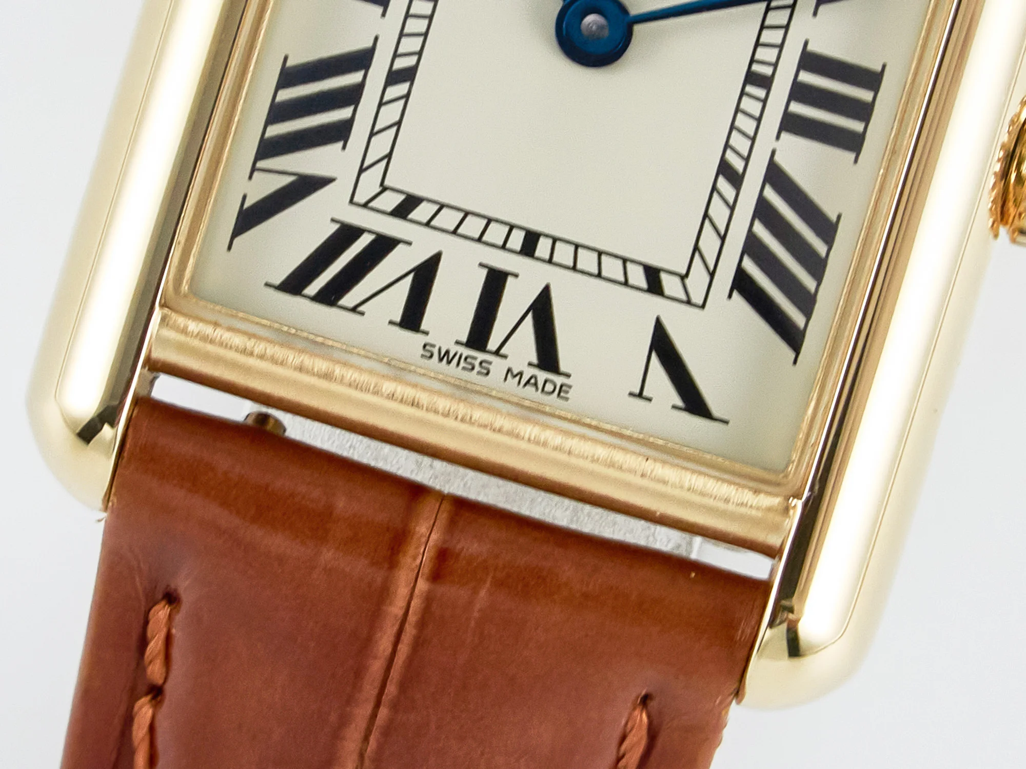 Tank Must Small YG 29mm DRF 1:1 Best Edition YG Dial on Brown Leather Strap Swiss Quartz