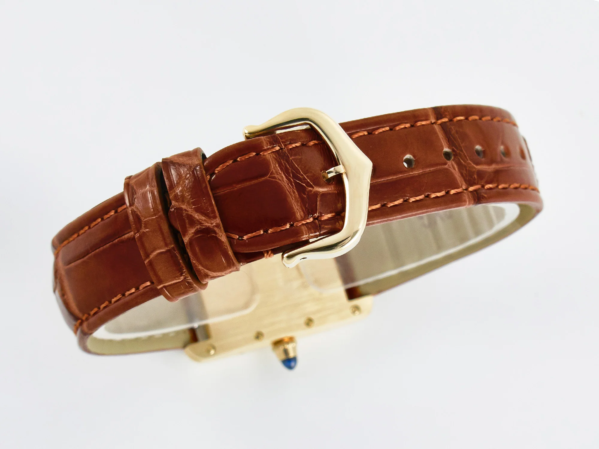 Tank Must Small YG 29mm DRF 1:1 Best Edition YG Dial on Brown Leather Strap Swiss Quartz
