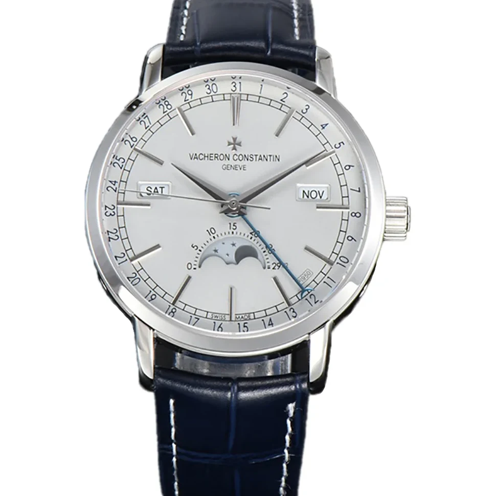 Traditionelle Complete Calendar White Dial in White Gold