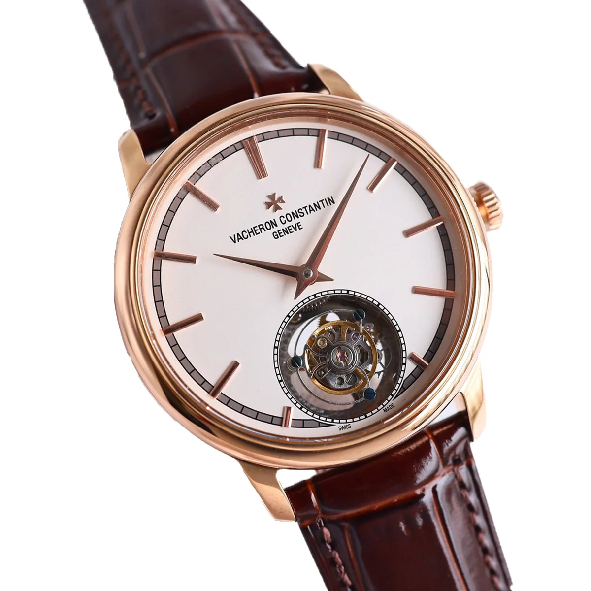 Traditionelle Tourbillon White Dial in Rose Gold