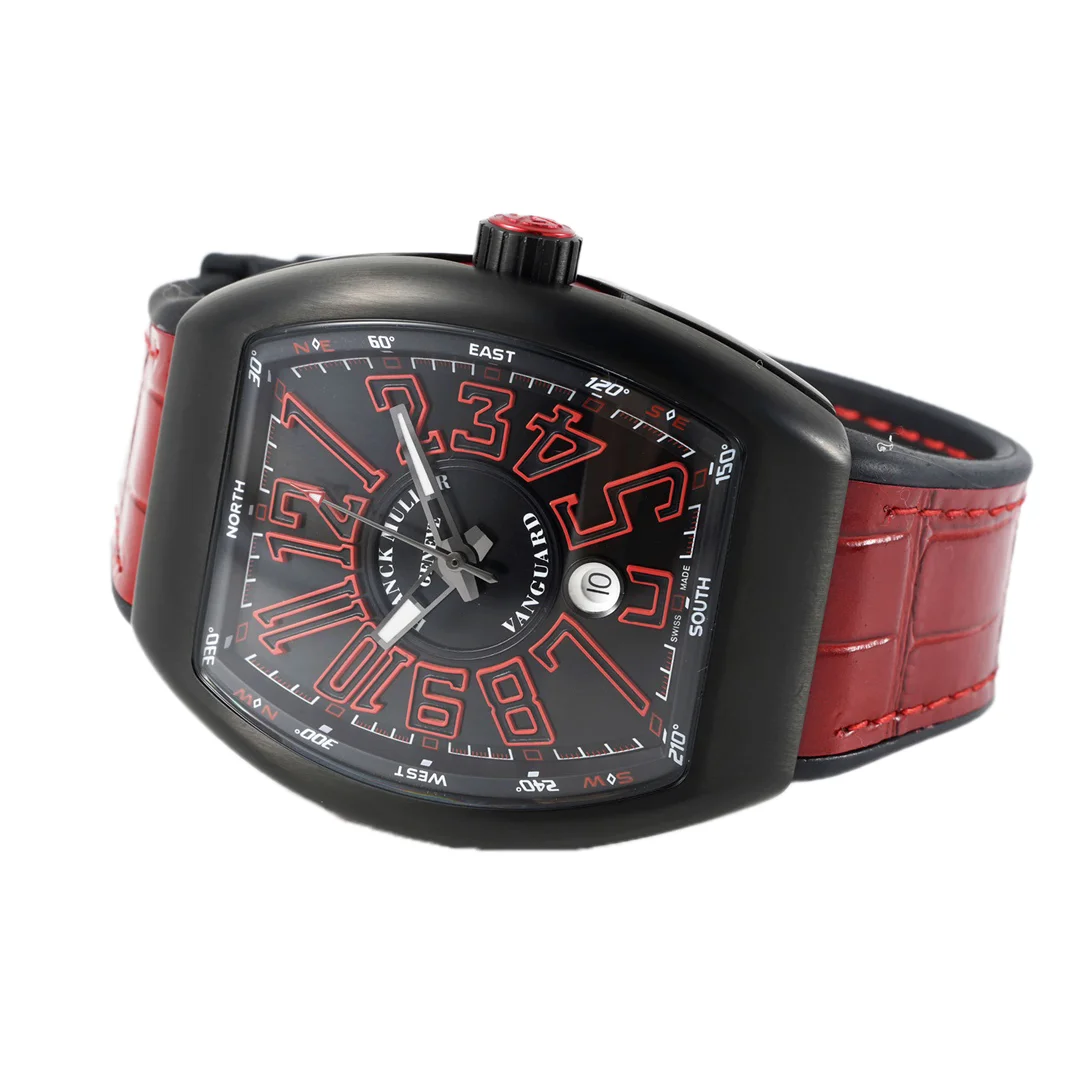 Vanguard Black Dial with Red Markers in PVD V 45