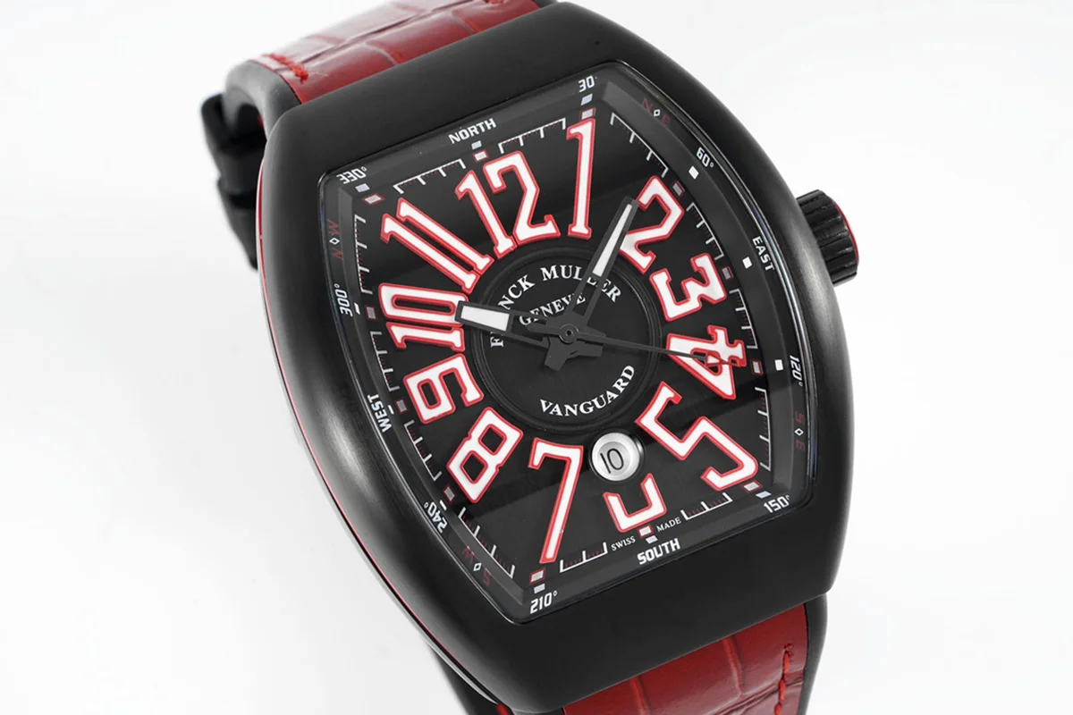Vanguard Black Dial with Red Markers in PVD V 45