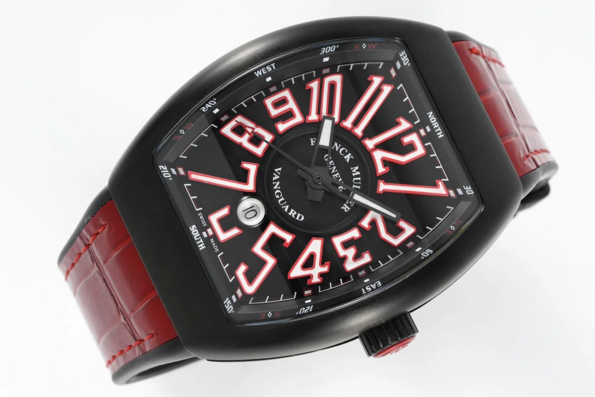Vanguard Black Dial with Red Markers in PVD V 45