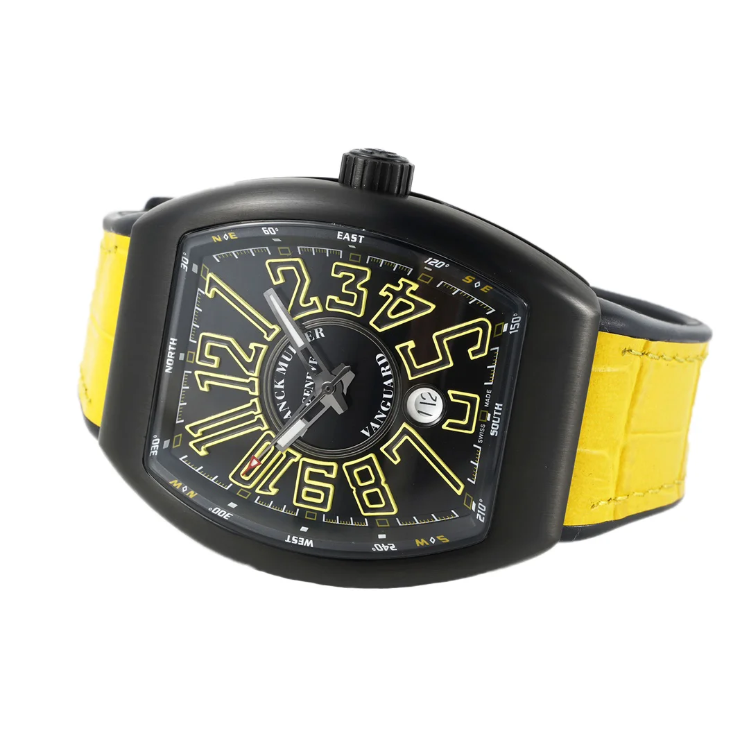 Vanguard Black Dial with Yellow Markers in PVD V 45