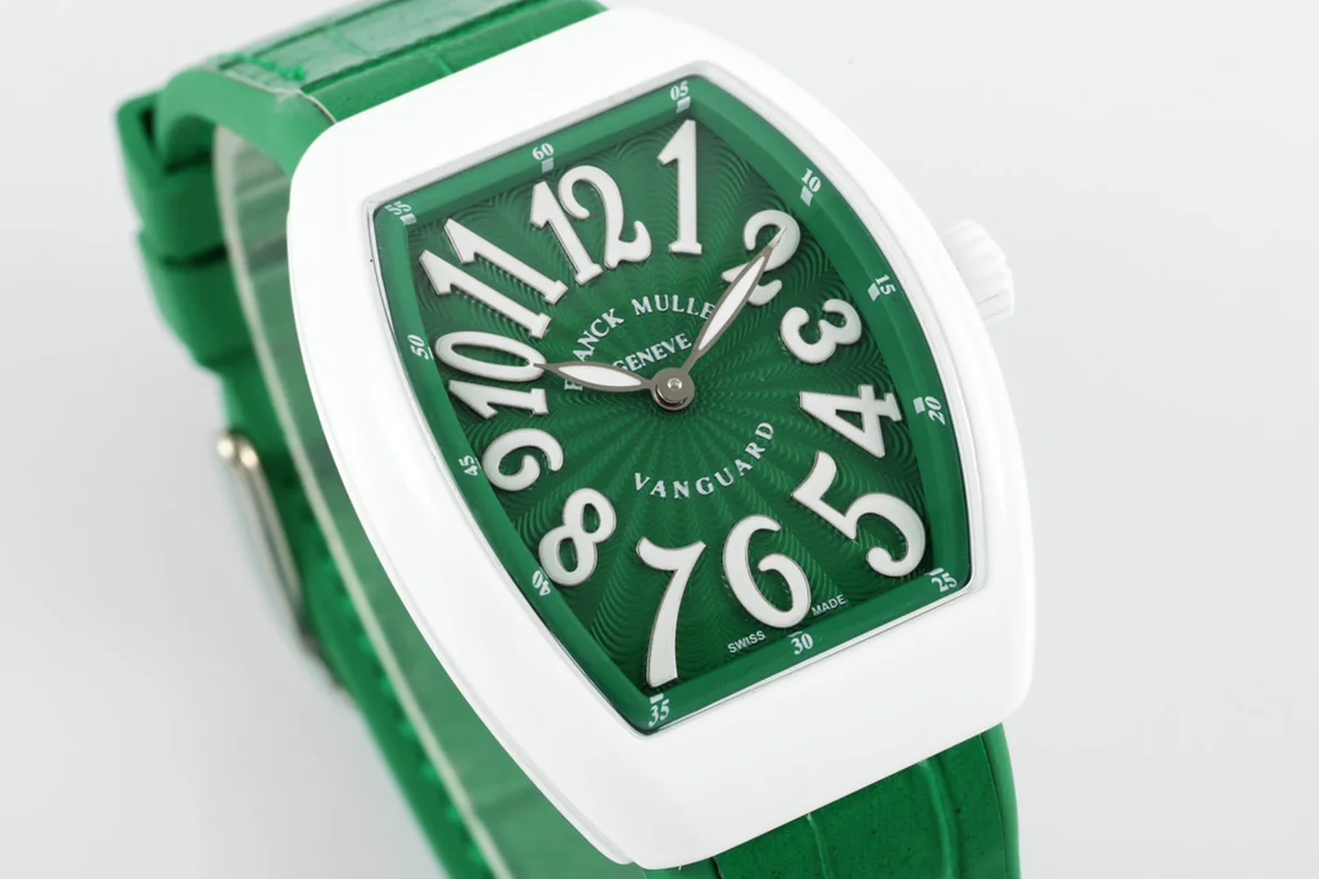 Vanguard Moonphase V32 Green Dial in Ceramic on Green Strap