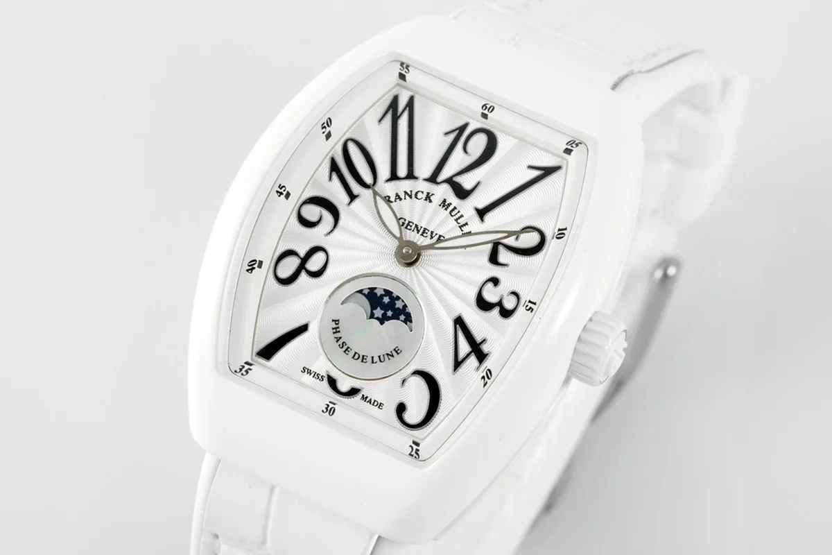 Vanguard Moonphase V32 White Dial in Ceramic on White Strap