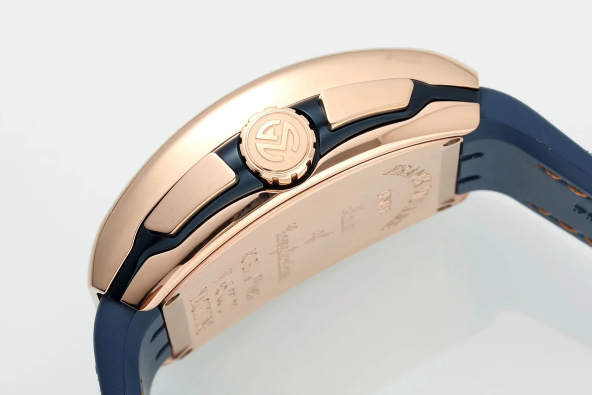 Vanguard V45 Chronograph Blue/White Dial with White Marker in Rose Gold on Leather Strap