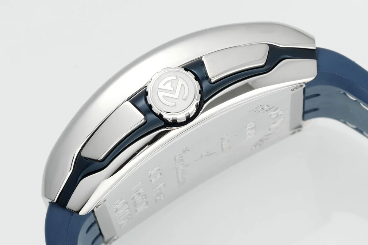 Vanguard V45 Chronograph Blue/White Dial with White Marker in Steel on Leather Strap
