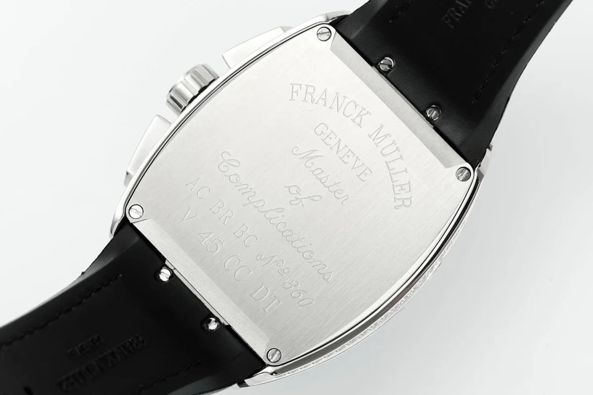 Vanguard V45 Chronograph Diamond/Black Dial with Diamond Marker and Diamond Bezel in Steel on Leather Strap