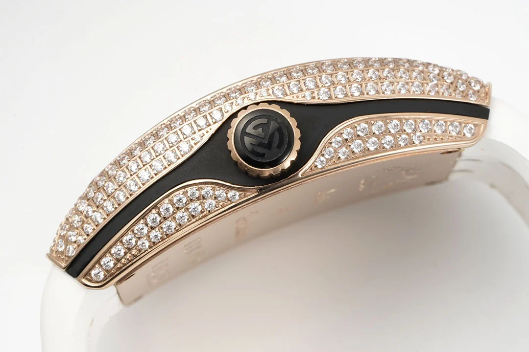 Vanguard V45 Diamond Paved Dial with White Marker and Diamond Bezel in Rose Gold