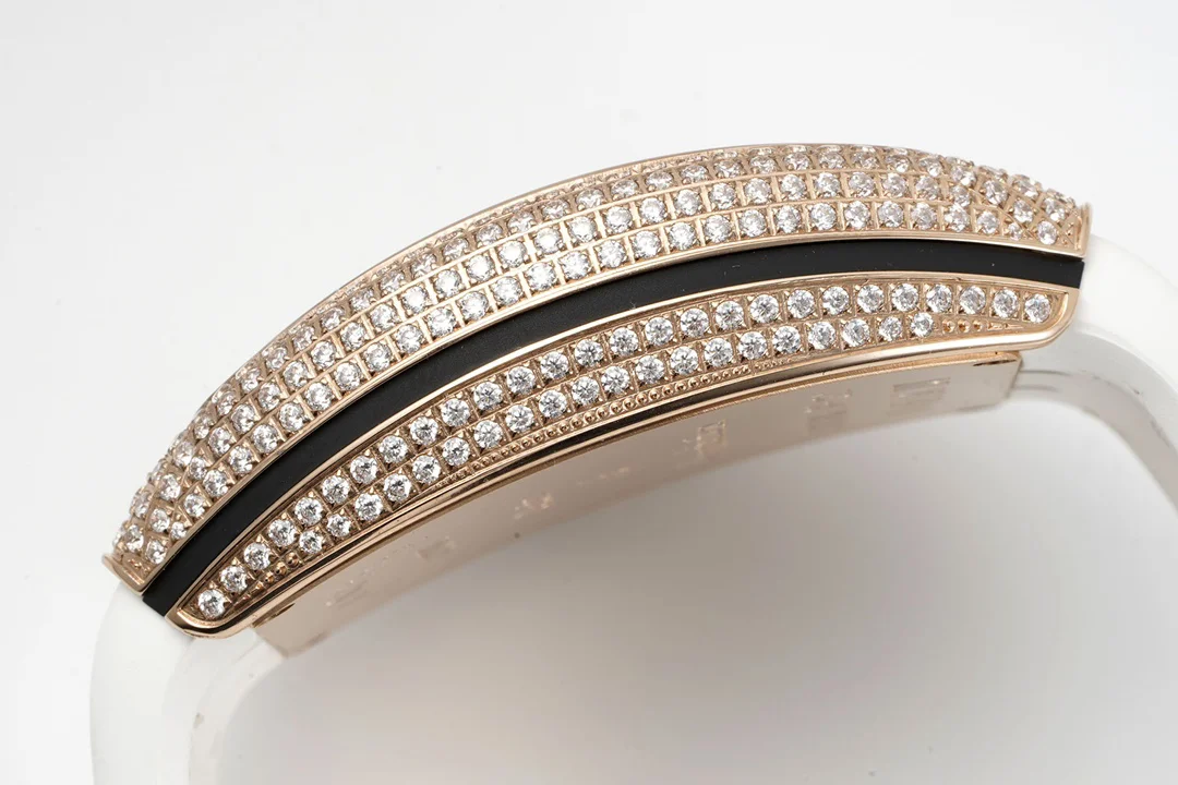 Vanguard V45 Diamond Paved Dial with White Marker and Diamond Bezel in Rose Gold