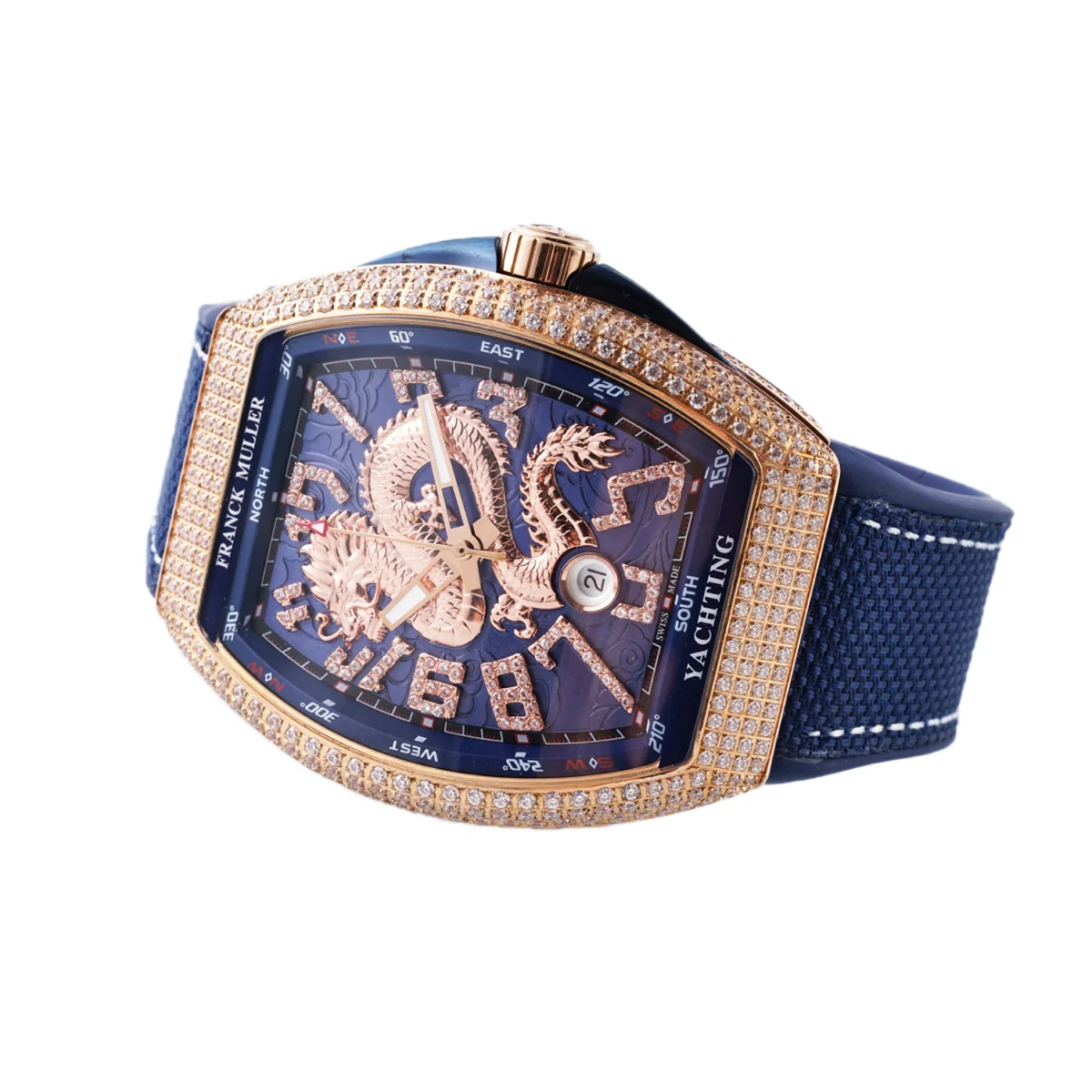 Vanguard Yachting Dragon V45YT Blue Dial with Diamond Bezel in Rose Gold