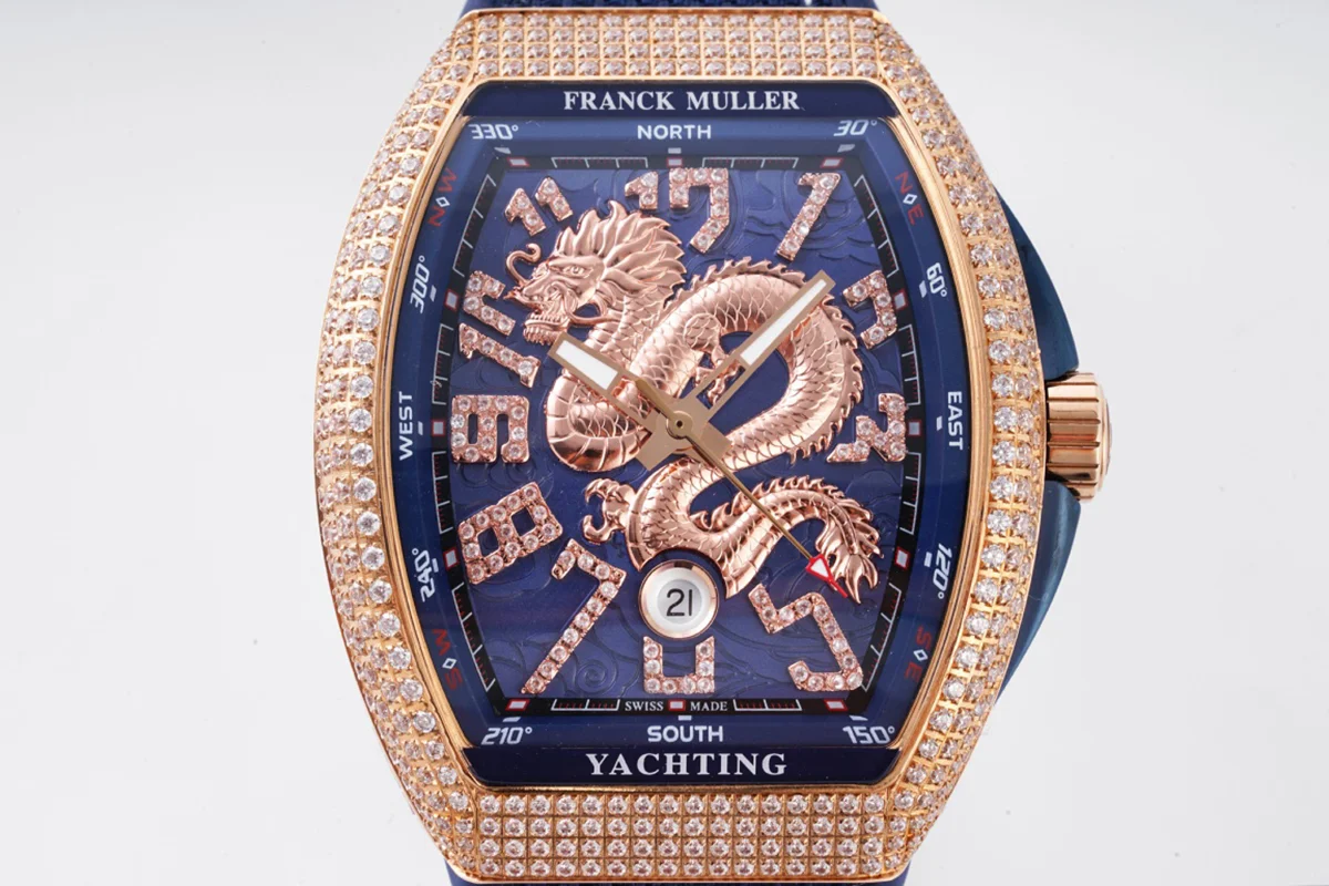 Vanguard Yachting Dragon V45YT Blue Dial with Diamond Bezel in Rose Gold