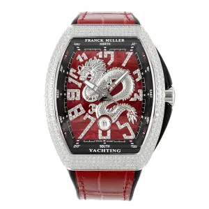 Vanguard Yachting Dragon V45YT Red Dial with Diamond Bezel on Red Leather Strap