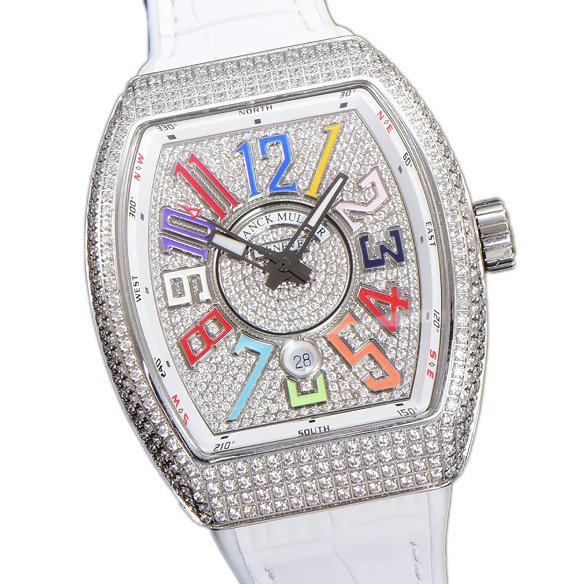Vanguard Yachting White Dial V45 with Colourful Markers and Diamond Bezel