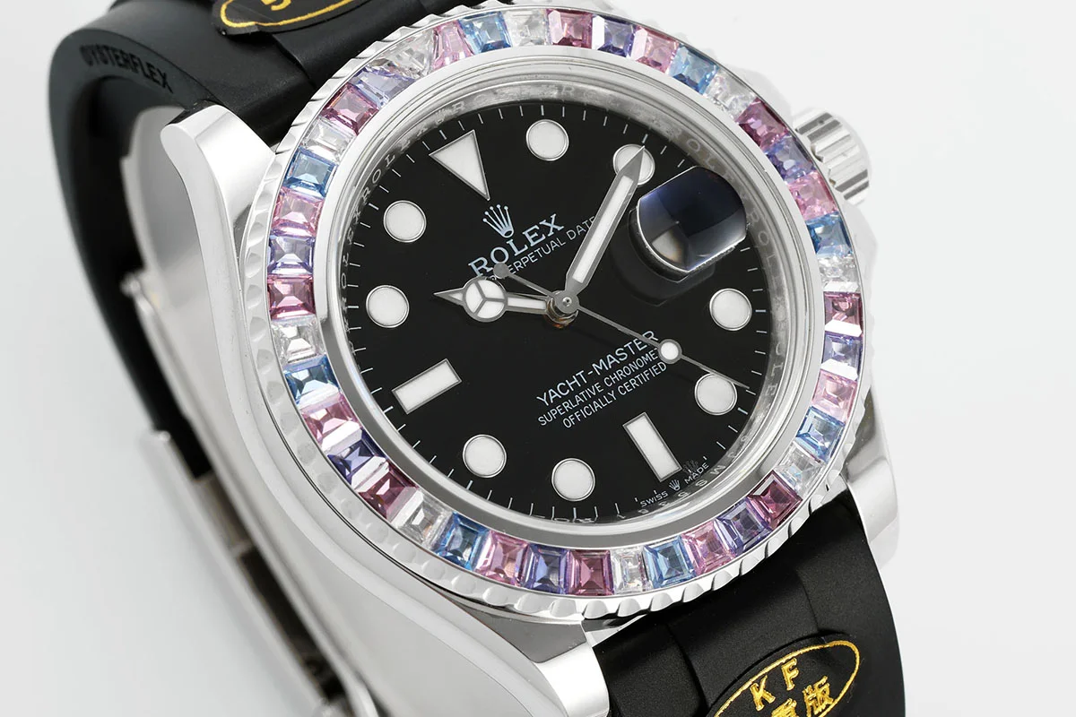 Yacht Master 40 126655 Black Dial with Rainbow Diamond Bezel